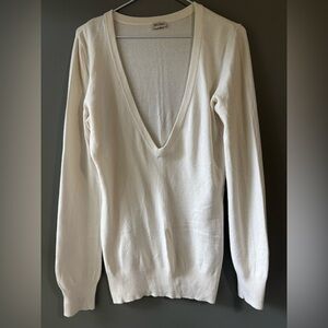 Talula Babaton, size M, cashmere white deep V neck long sleeve pullover